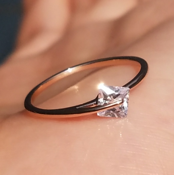 Dainty Rose Gold Square Rotating Diamond Ring - Picture 6 of 8